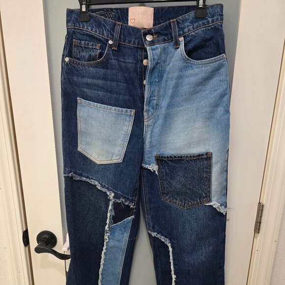 Revice Patchwork Jeans Women’s Size 28 Made in USA Straight Leg High Rise - Picture 1 of 16